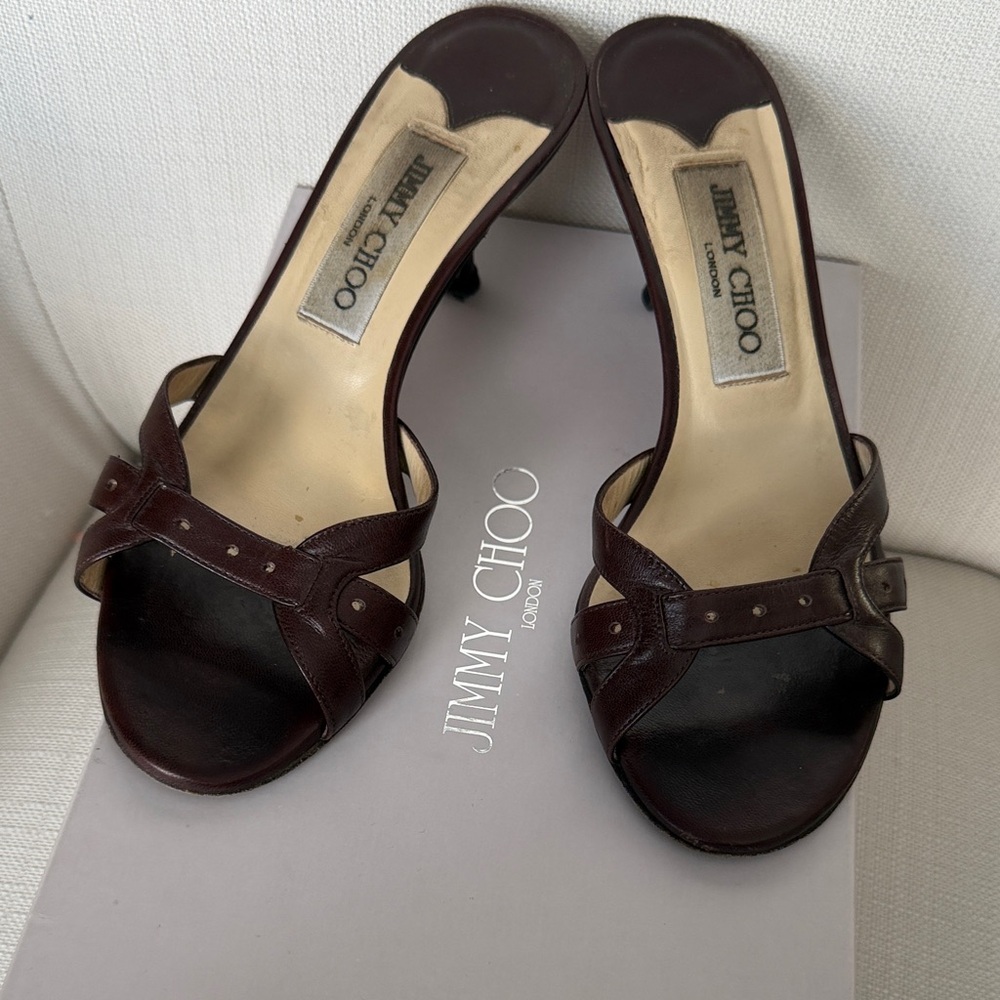 Jimmy Choo Dark Brown Leather Heels